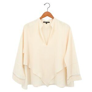 Derek Lam Ivory Layered Asymmetrical Hem Silk V-Neck Blouse Top 4
